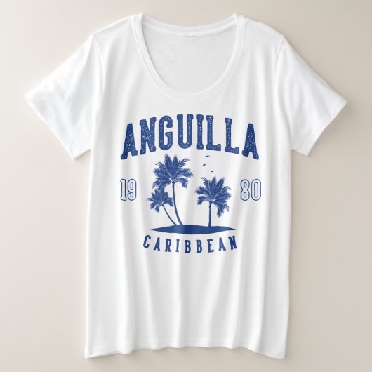Anguilla Caribbean Palm Tree 1980 Große Größe T-Shirt (Design vorne)