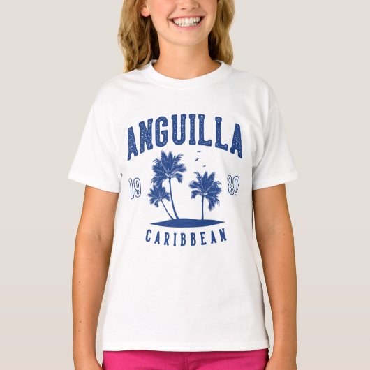 Anguilla Caribbean Palm Tree 1980 Kids T-Shirt (Vorderseite)