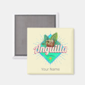 Anguilla Caribbean Retro Urlaub Vintage Insel Magnet (Vorderseite/Rückseite)