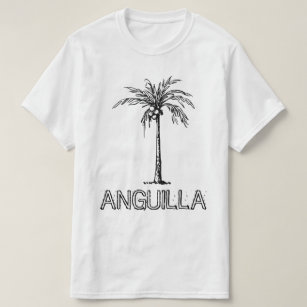 Anguilla Coconut Baum Schwarz-Weiß-Design T-Shirt