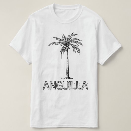 Anguilla Coconut Baum schwarz-weiß Design T-Shirt (Design vorne)