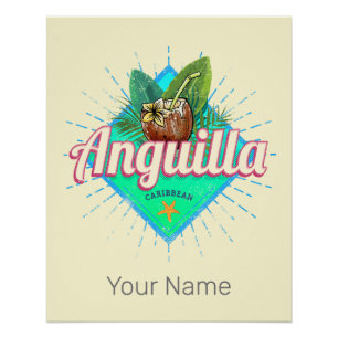 Anguilla Karibik Retro Urlaub Vintage Insel Poster