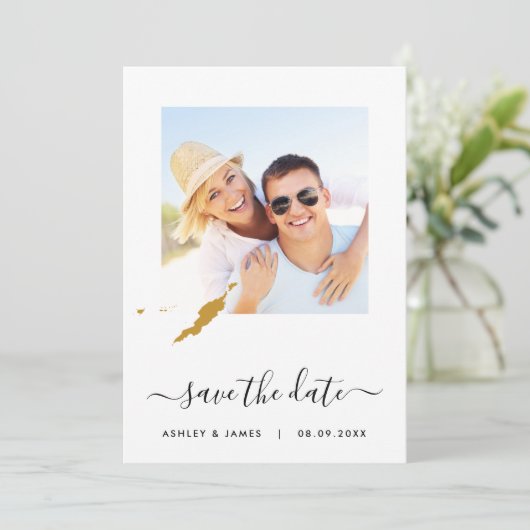 Anguilla Map Foto Wedding Save the Date Card (Stehend Vorderseite)