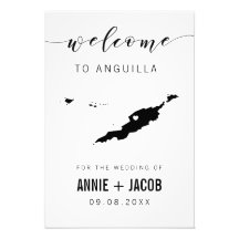 Anguilla Map Wedding Welcome Sign,