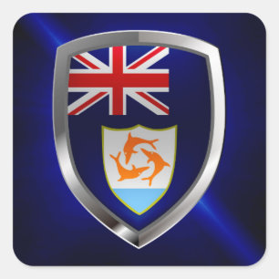 Anguilla Mettalic Emblem Quadratischer Aufkleber