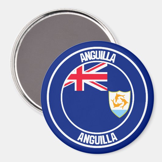 Anguilla Round Emblem Magnet (Vorderseite/Rückseite)