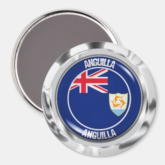 Anguilla Round Emblem Magnet (Vorderseite/Rückseite)