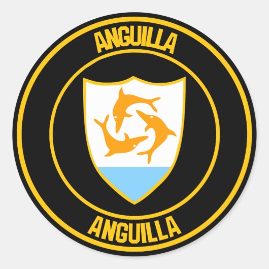 Anguilla Round Emblem Runder Aufkleber (Vorderseite)