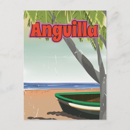 Anguilla Vintage Reiseplakat. Postkarte (Vorderseite)