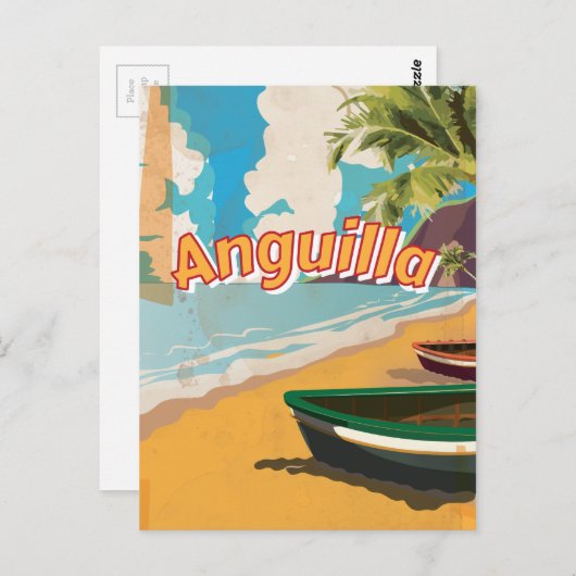 Anguilla Vintager Urlaub Poster Postkarte (Vorne/Hinten)