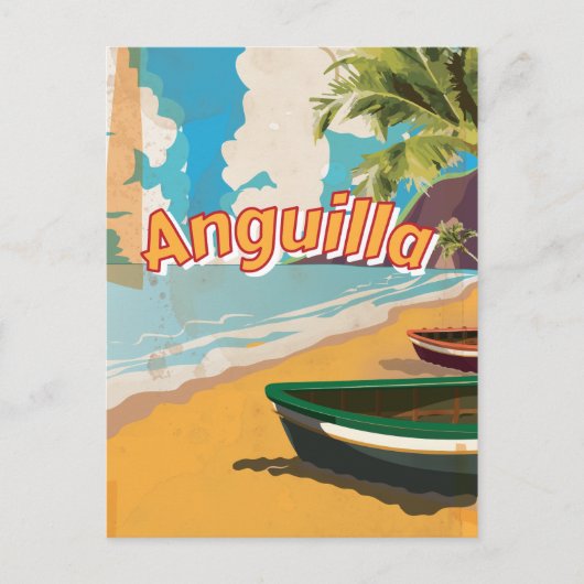 Anguilla Vintager Urlaub Poster Postkarte (Vorderseite)