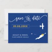Anguilla Wedding Save the Date Card, Map Magneteinladung (Vorderseite)