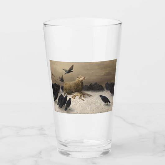 Anguisch: Schafe mit einem toten Lamm Glas (Vorderseite)