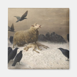 Anguisch: Schafe mit einem toten Lamm Magnet