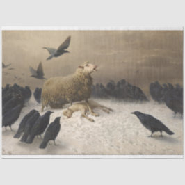 Anguisch: Schafe mit einem toten Lamm Seidenpapier