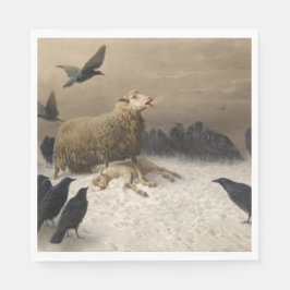 Anguisch: Schafe mit einem toten Lamm Serviette