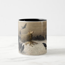 Anguisch: Schafe mit einem toten Lamm Zweifarbige Tasse