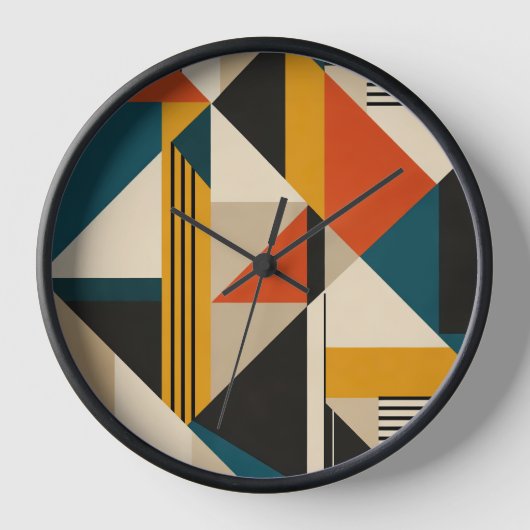 Angular Teal Orange Geometric Modernist Abstract Uhr (Vorderseite)