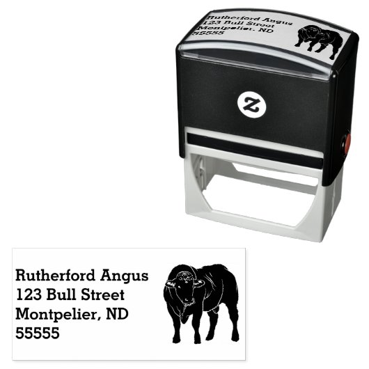 Angus Bull Rücksendeadresse Permastempel (Beispiel)
