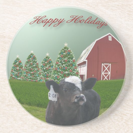 Angus Calf Happy Holidays Untersetzer (Vorne)