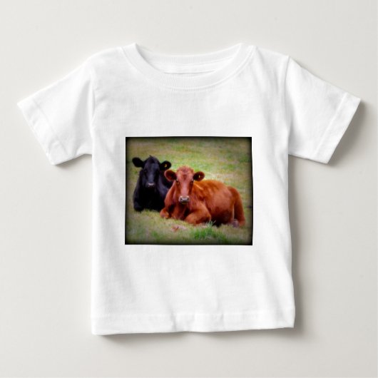 Angus-Liebe - Paar Vieh nebeneinander Baby T-shirt (Vorderseite)