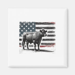 Angus Rancher Usa American Flag Cow Magnet