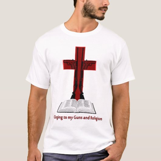 Anhaften meinen Gewehren und Religion T-Shirt (Vorderseite)