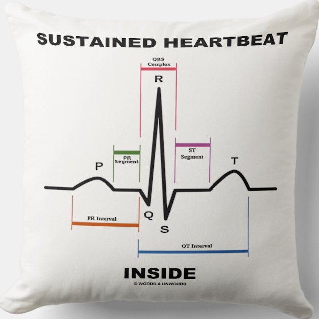 Anhaltender Heartbeat Inside Electrocardiogramm Sp Kissen (Throw pillow featuring sinus rhythm on electrocardiogram & the saying "Sustained Heartbeat Inside")