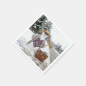 Anhalter Schneefrau mit Florida-Schild Serviette (Ecke)