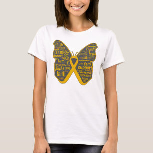 Anhang-Krebs-Schmetterlings-Collage von Wörtern T-Shirt