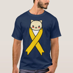 Anhang Krebsbewusstsein Kawaii Katze Bernsteinband T-Shirt