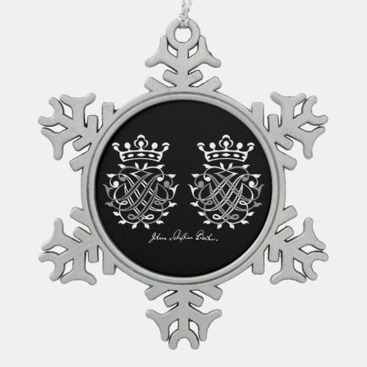 Anhänger mit Johann Sebastian Bach Siegel Schneeflocken Zinn-Ornament (Vorderseite)