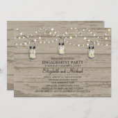 Anhänger Rustikale Holzmason Jar und Leuchten Einladung (Vorne/Hinten)