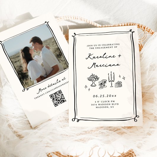 Anhängerin von Hand gezogener Doodles Einladung