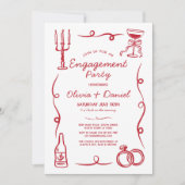 Anhängerpartei Whimsical Hand Dragon Französisch R Einladung (Vorderseite)