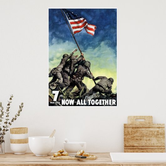 Anheben der Flagge auf Iwo Jima — Grenze Poster (Küche)