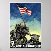 Anheben der Flagge auf Iwo Jima — Grenze Poster (Vorne)