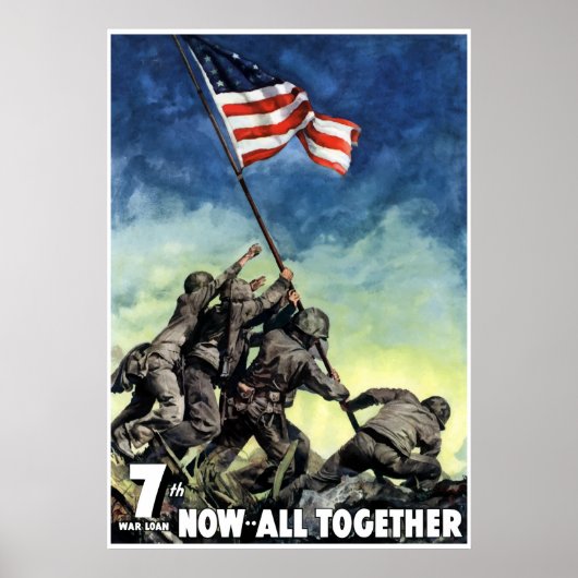 Anheben der Flagge auf Iwo Jima — Grenze Poster (Vorne)