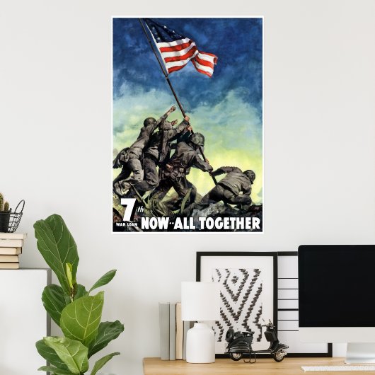 Anheben der Flagge auf Iwo Jima — Grenze Poster (Heimbüro)