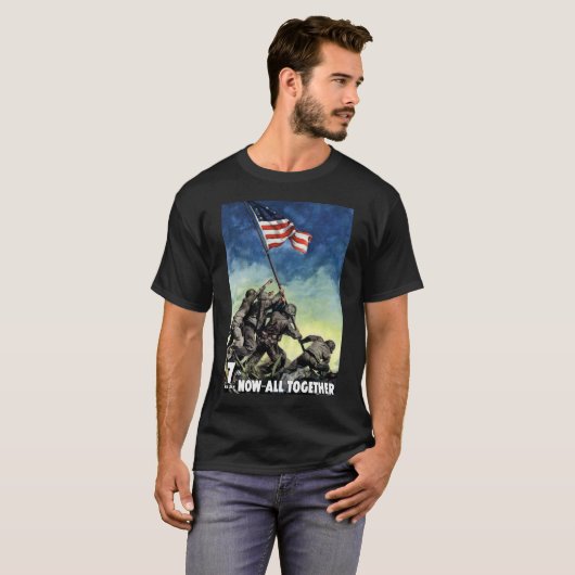 Anheben der Flagge auf Iwojima T-Shirt (Vorne ganz)
