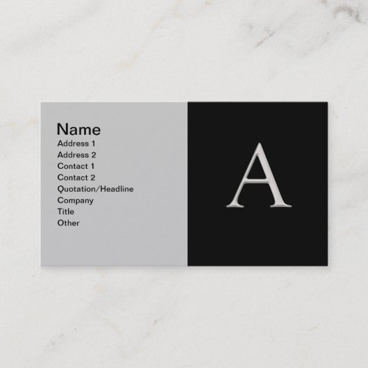 Anheben der Silber Letter "A" Business Card Visitenkarte (Vorderseite)