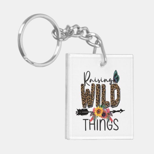 Anheben von Wild Things Leopard Print Blume Pfeil Schlüsselanhänger (Vorderseite links)