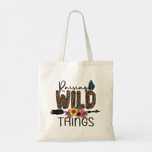 Anheben von Wild Things Leopard Print Blume Pfeil Tragetasche (Rückseite)