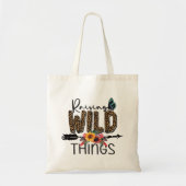 Anheben von Wild Things Leopard Print Blume Pfeil Tragetasche (Vorne)