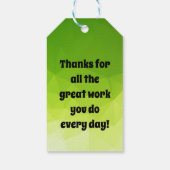 Anhebung der Bar Angestelltenbonbons Geschenkanhänger (Rückseite)