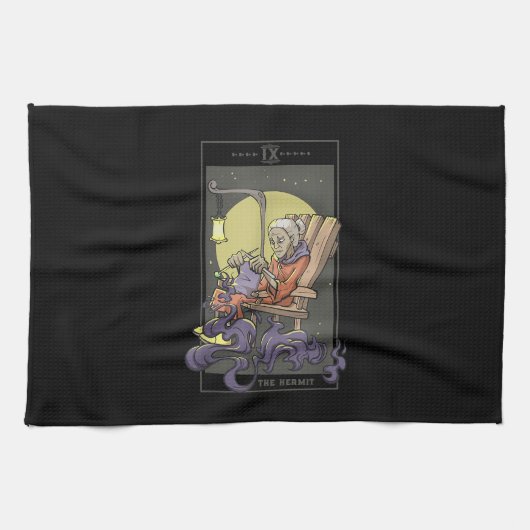 Anheften von Hermit-Tarot-Kartenquilz Geschirrtuch (Horizontal)