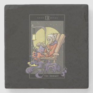 Anheften von Hermit-Tarot-Kartenquilz Steinuntersetzer