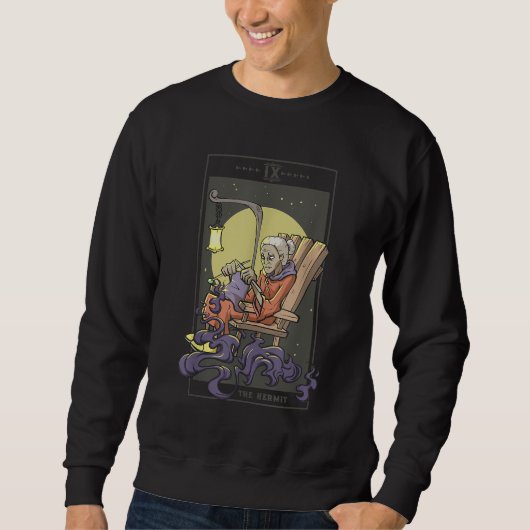 Anheften von Hermit-Tarot-Kartenquilz Sweatshirt (Vorderseite)