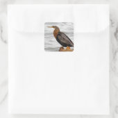 Anhinga auf der Lauer Quadratischer Aufkleber (Tasche)