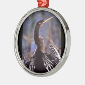 Anhinga und Flügel Silbernes Ornament (Links)